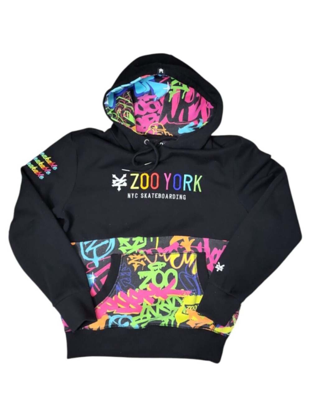 Zoo York Men's Hoodie Size M NYC Skateboarding Unbreakable Pull Over Black